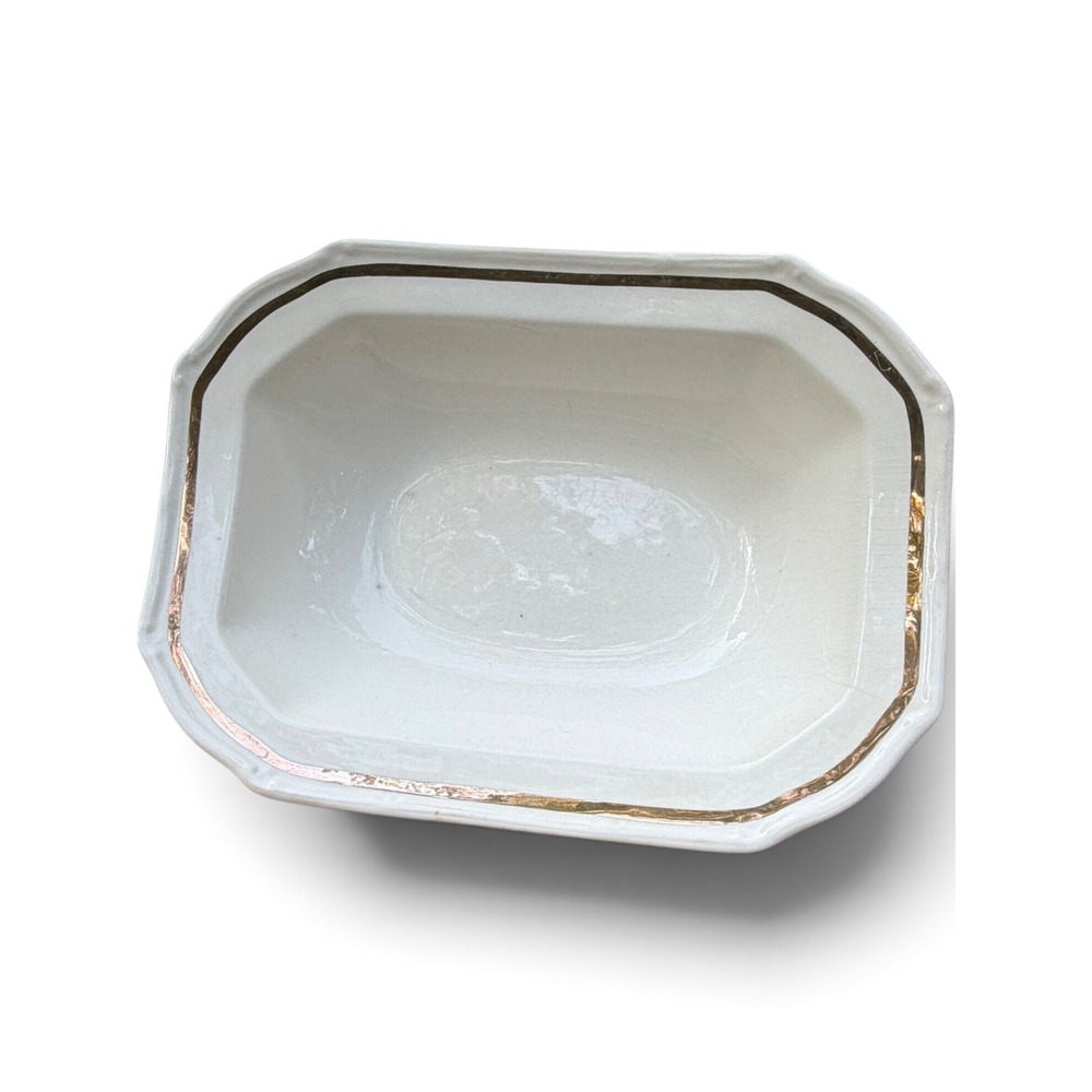 T. & R. Boote Serving Dish Gold Trim Cream Ceramic Rectangle 9in